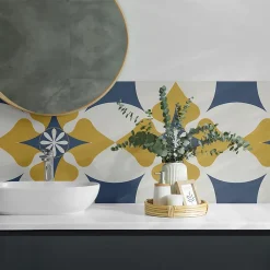 Panneau Mural 50x50 cm Motif Floral Symétrique 4 pièces-Wallfluent Best