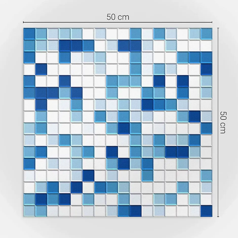 Panneau Mural 50x50 cm Mosaïque Dans Des Tons De Bleu 4 pièces-Wallfluent Hot