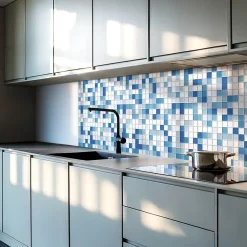 Panneau Mural 50x50 cm Mosaïque Dans Des Tons De Bleu 4 pièces-Wallfluent Hot