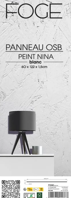 Foge Panneau OSB-3 blanc 122 x 60 x 1,5 cm