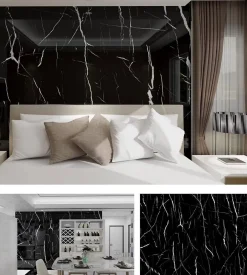 Panneau PVC Adhésif Marbre Noir-Wall Fashion Hot