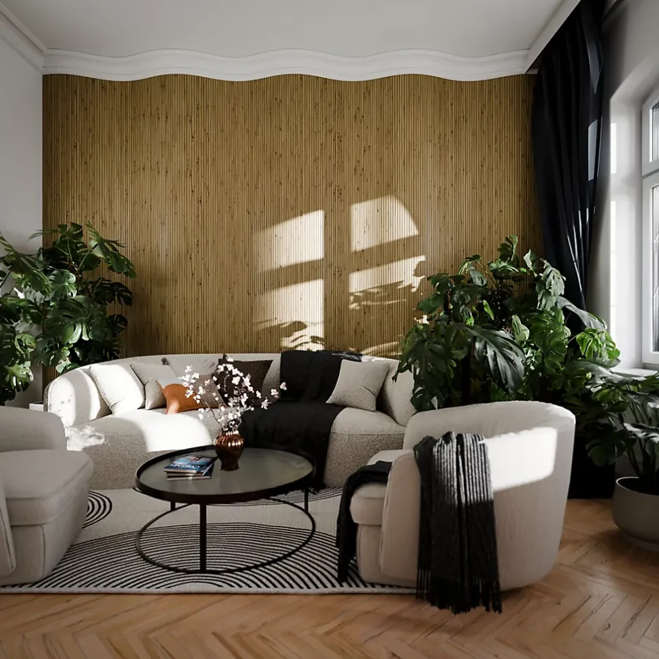 Radex Panneau tasseau flexible MDF Ella effet chêne clair 275X90 cm