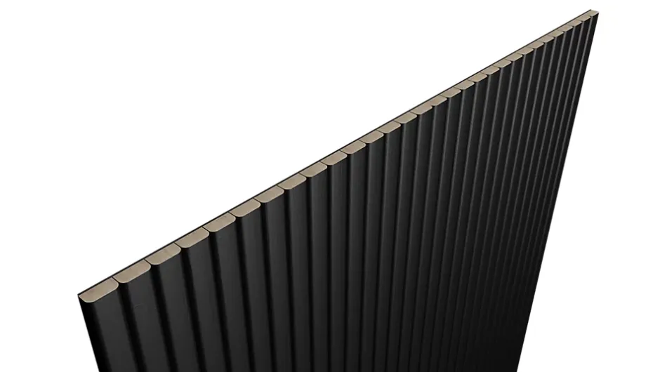 Panneau tasseau flexible Ella 275x60 cm – Lamelles MDF finition noire sur tissu-Radex Online