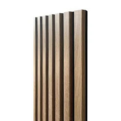 Panneau tasseau mural acoustique décoratif en MDF - effet bois chêne clair, H.250 x l.30cm-Vertigo Best
