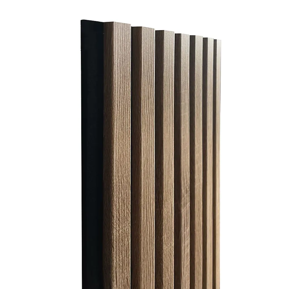 Panneau tasseau mural acoustique décoratif en MDF - effet bois chêne clair, H.250 x l.30cm-Vertigo Best