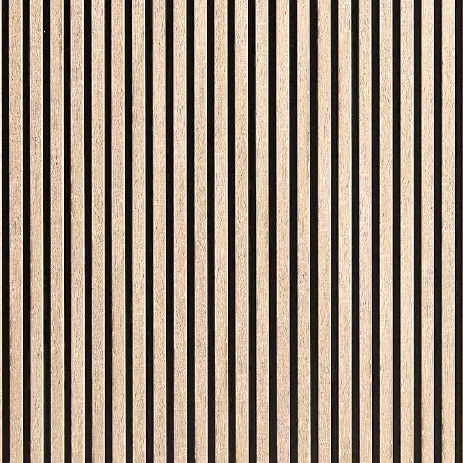 Panneau tasseaux bois 250 x 30 x 1,4 cm décor chêne / fond rigide noir - 0,75m²-Decoon Hot