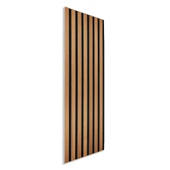 Panneau tasseaux bois 120 x 30 x 1cm - Lamelles chêne doré véritable fond noir - 0,36m²-Decoon Best