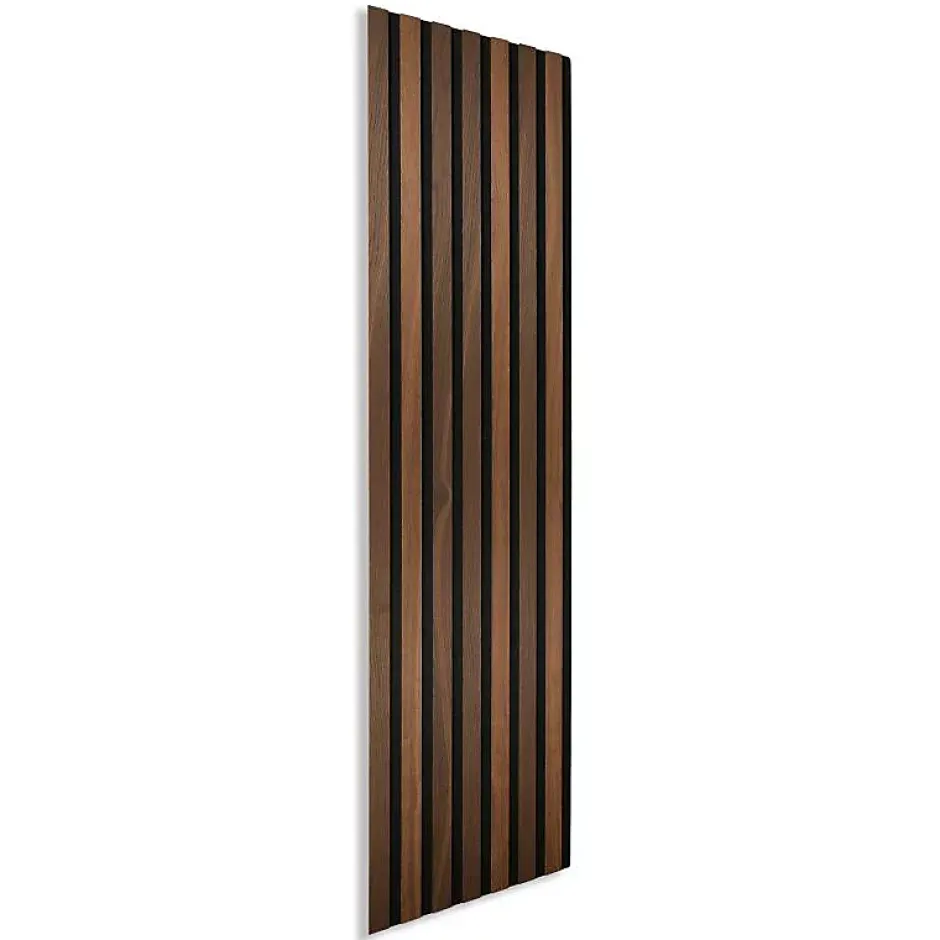 Panneau tasseaux bois 120 x 30 x 1cm - Lamelles chêne foncé véritable fond noir - 0,36m²-Decoon Outlet