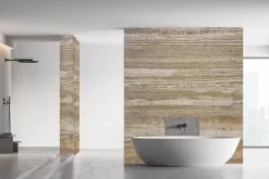 Panneau 2500x1200x25 mm en véritable Travertin strié sur composite à chants nus-Stone Evolution Hot