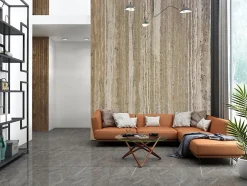 Panneau 2500x1200x25 mm en véritable Travertin strié sur composite à chants nus-Stone Evolution Hot