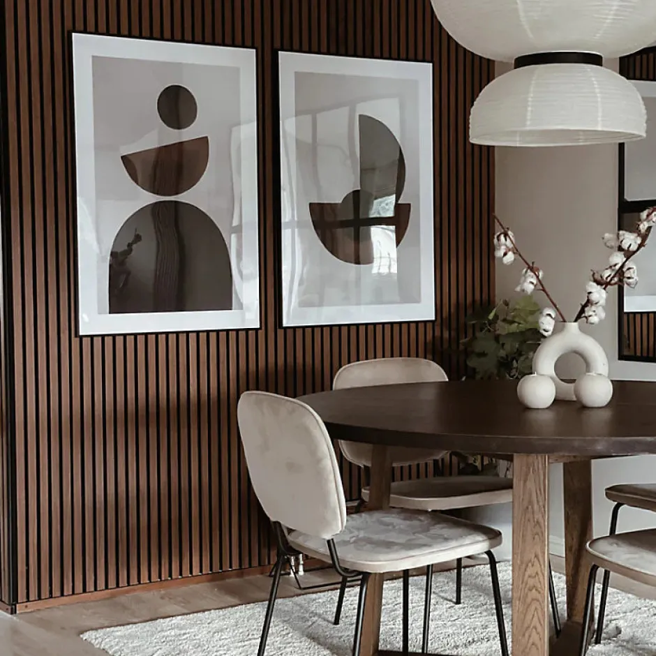 Panneaux Acoustiques Décoratifs en MDF Lot de 4, Noyer, 240x60cm-Kosmi New