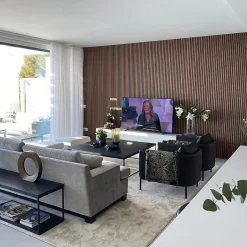 Panneaux Acoustiques Décoratifs en MDF Lot de 4, Noyer, 240x60cm-Kosmi New