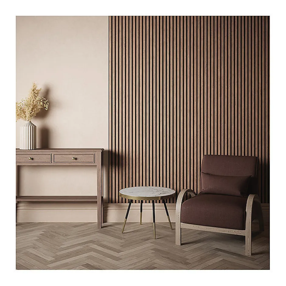 Panneaux Acoustiques Décoratifs en MDF Lot de 4, Noyer, 240x60cm-Kosmi New