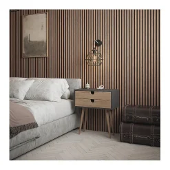 Panneaux Acoustiques Décoratifs en MDF Lot de 4, Noyer, 240x60cm-Kosmi New