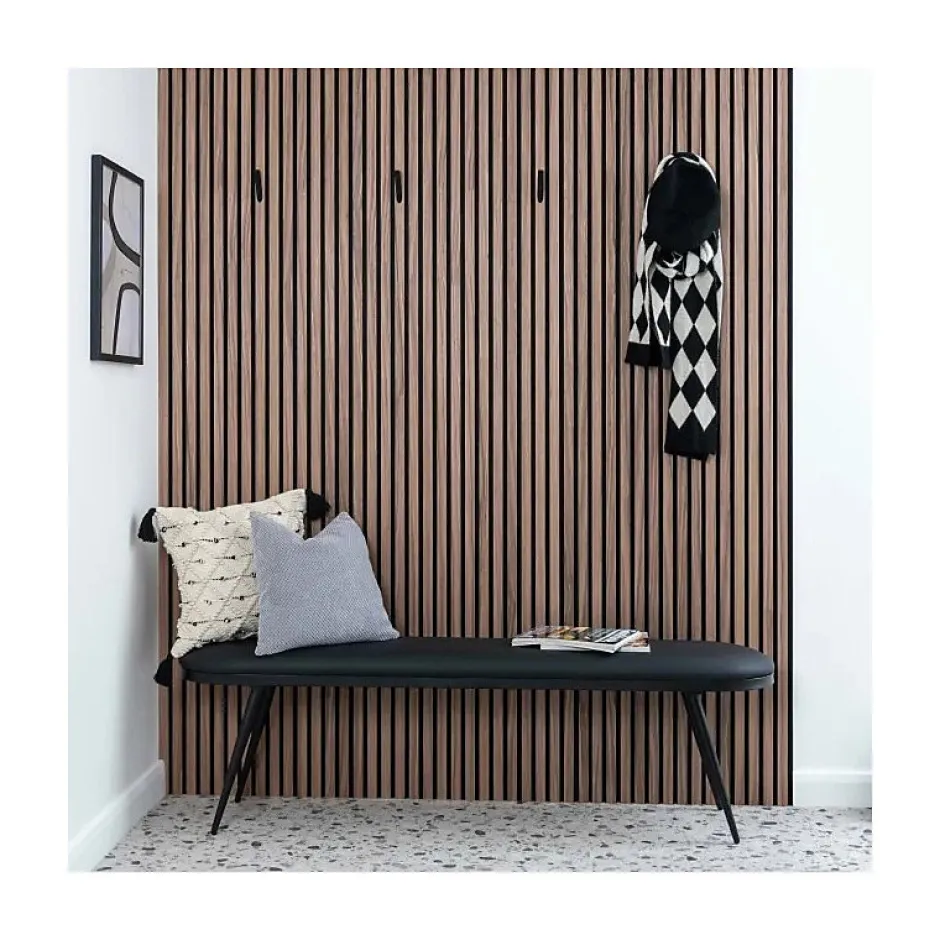 Panneaux Acoustiques Décoratifs en MDF Lot de 4, Noyer, 240x60cm-Kosmi New