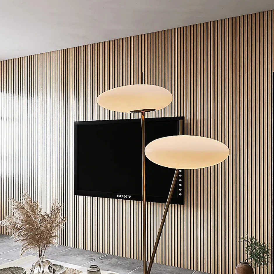 Panneaux Acoustiques Décoratifs en MDF Lot de 4, Chêne Blanc, 240x60cm-Kosmi Online