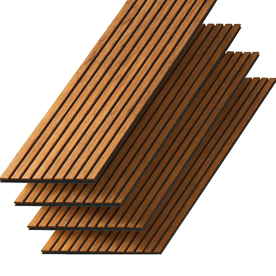 Panneaux Acoustiques Décoratifs en MDF Lot de 4, Teck, 240x60cm-Kosmi Clearance