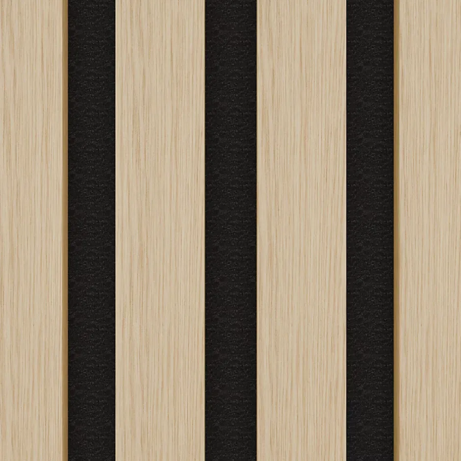 Ps Global Company Panneaux Acoustiques Décoratifs Chêne Feutrine Noir 240 x 60 x 2,1 cm Lot de 2