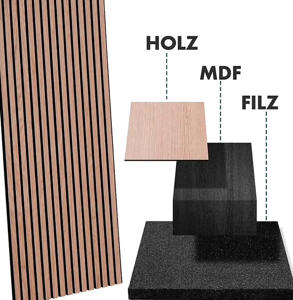 Floordirekt Panneaux acoustiques en aspect bois, 1 Pièce, 60 x 60 cm, Red Oak