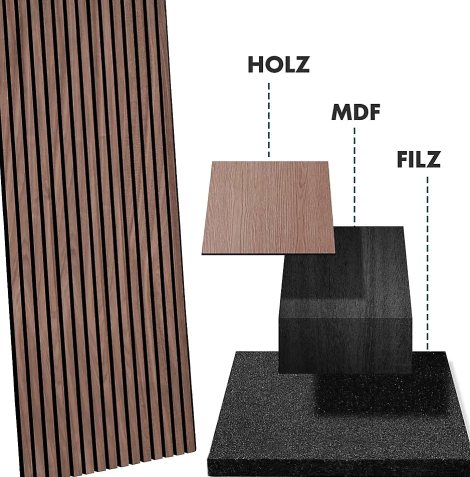 Floordirekt Panneaux acoustiques en aspect bois, 1 Pièce, 60 x 60 cm, Black Walnut