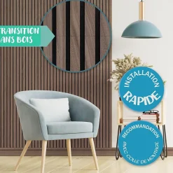 Floordirekt Panneaux acoustiques en aspect bois, 1 Pièce, 60 x 60 cm, Black Walnut