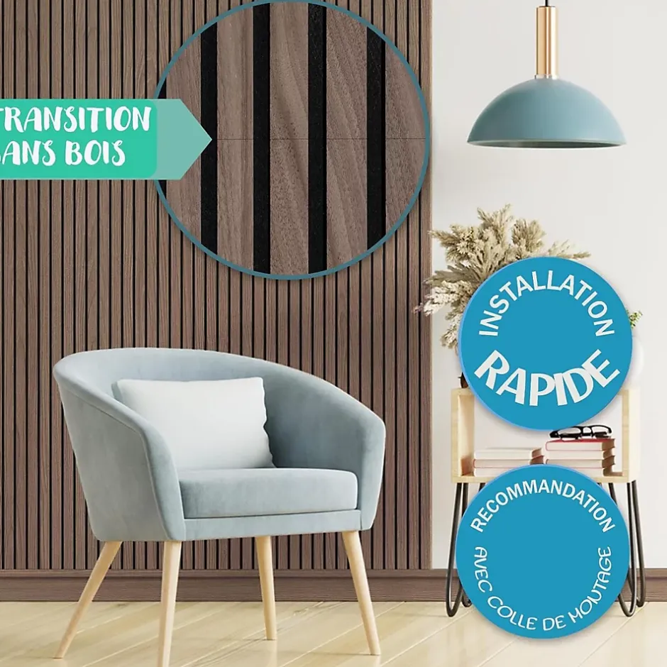 Floordirekt Panneaux acoustiques en aspect bois, 1 Pièce, 60 x 60 cm, Black Walnut