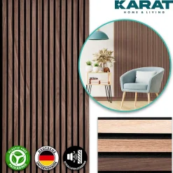 Panneaux acoustiques en aspect bois, 1 Pièce, 118 x 60 cm, Black Walnut-Floordirekt New