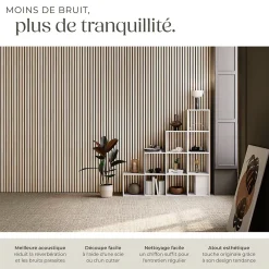 Panneaux acoustiques modernes aspect bois en MDF 120 x 60 x 2,1 cm-Tectake