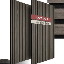 Tectake Panneaux acoustiques modernes aspect bois en MDF 120 x 60 x 2,1 cm