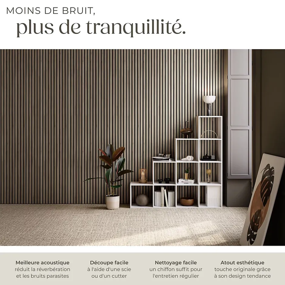 Tectake Panneaux acoustiques modernes aspect bois en MDF 120 x 60 x 2,1 cm