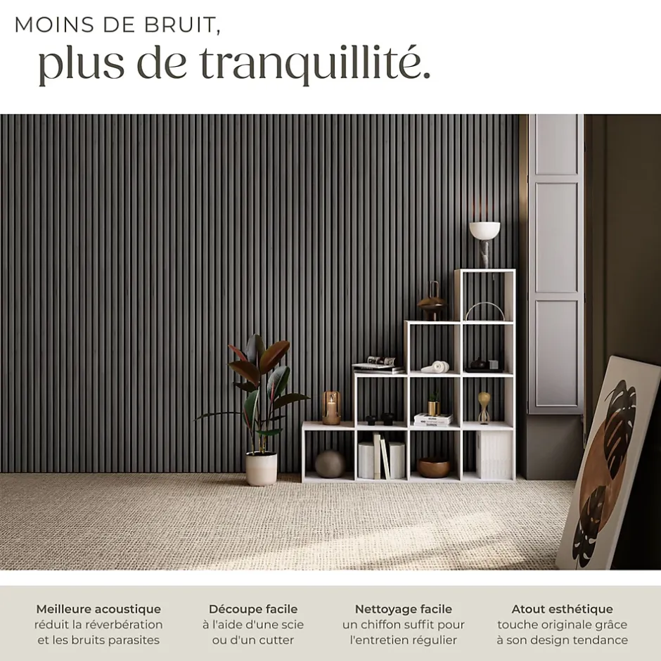 Panneaux acoustiques modernes aspect bois en MDF 120 x 60 x 2,1 cm-Tectake Discount