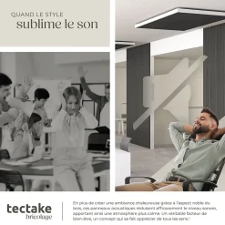 Panneaux acoustiques modernes aspect bois en MDF 120 x 60 x 2,1 cm-Tectake Discount