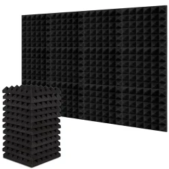 Mel deco Panneaux de Mousse Acoustique Pyramidale - Isolation Phonique Studio - 6 Pièces, 5 cm - 30x30cm
