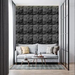Deccart Panneaux de plafond et panneaux muraux Decoratif 3D Bursztyn Noir 5m² / 20pièces