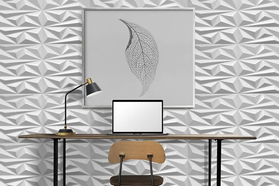 Panneaux de plafond et panneaux muraux Decoratif 3D Topaz Blanc 8m² / 32pièces-Deccart