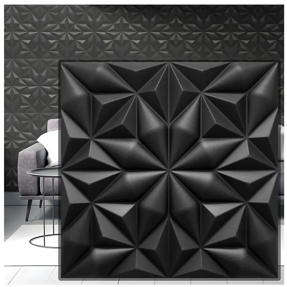 Deccart Panneaux de plafond et panneaux muraux Decoratif 3D Onyx Noir 2m² / 8pièces