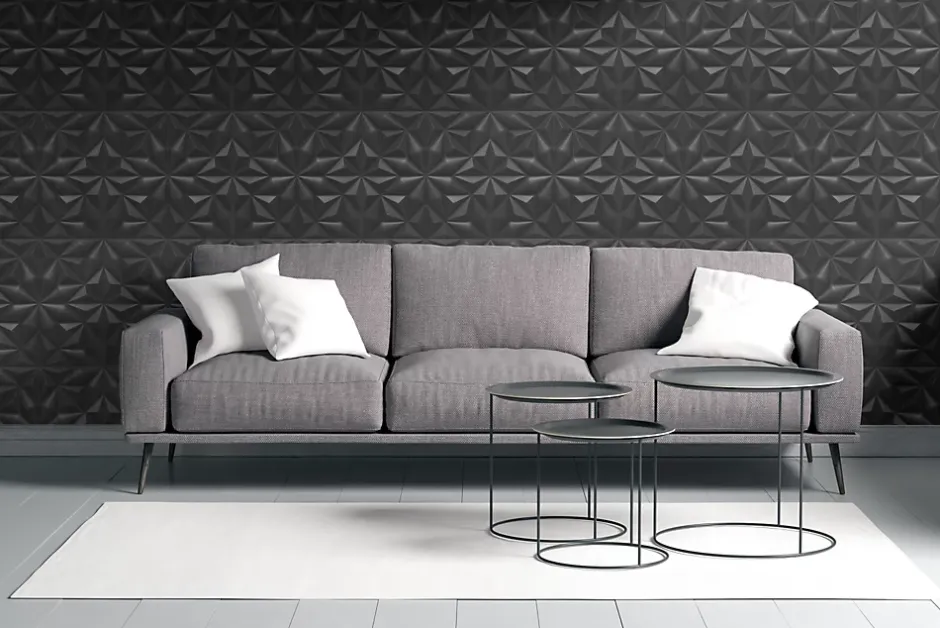 Deccart Panneaux de plafond et panneaux muraux Decoratif 3D Onyx Noir 2m² / 8pièces