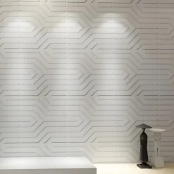 Deccart Panneaux de plafond et panneaux muraux Decoratif 3D Zygzak Blanc 2m² / 8pièces