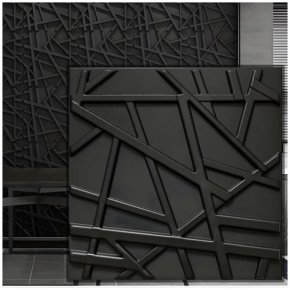 Deccart Panneaux de plafond et panneaux muraux Decoratif 3D Onyx Noir 2m² / 8pièces
