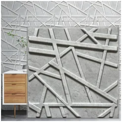 Deccart Panneaux de plafond et panneaux muraux Decoratif 3D Line "69" Béton 2m² / 8pièces