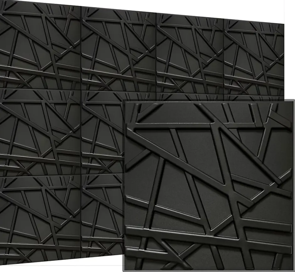 Deccart Panneaux de plafond et panneaux muraux Decoratif 3D Line Noir 12m² / 48pièces