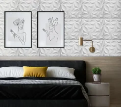 Deccart Panneaux de plafond et panneaux muraux Decoratif 3D River Blanc 8m² / 32pièces