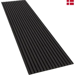 Panneaux muraux acoustiques decoratifs PREMIUM en placage bois veritable chene noir sur MDF noir 240x60 cm-Nordic Acoustics