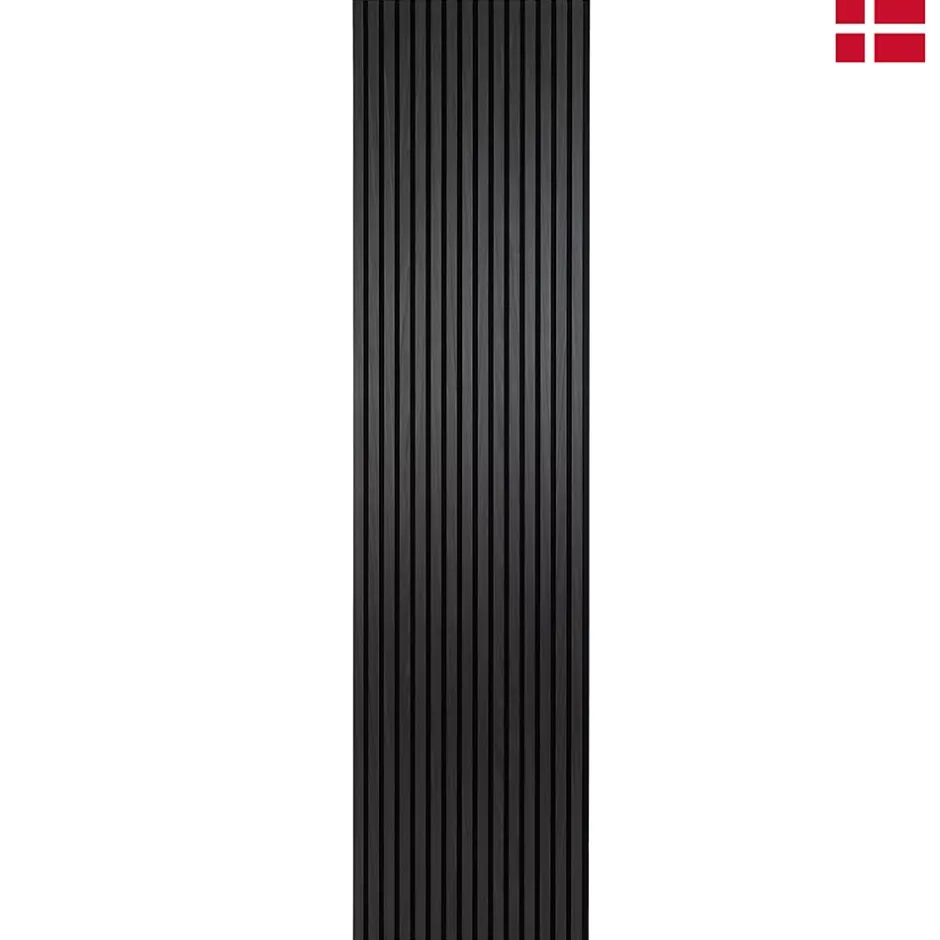 Panneaux muraux acoustiques decoratifs PREMIUM en placage bois veritable chene noir sur MDF noir 240x60 cm-Nordic Acoustics
