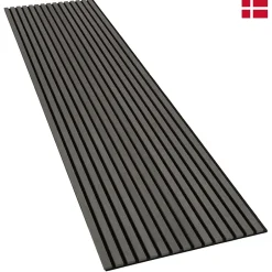 Panneaux muraux acoustiques decoratifs PREMIUM en placage bois veritable chene gris sur MDF noir 240x60 cm-Nordic Acoustics