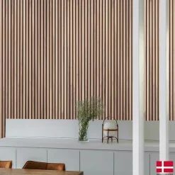 Nordic Acoustics Panneaux muraux acoustiques décoratifs PREMIUM en placage bois véritable, couleur noyer sur MDF noir, 240x60 cm