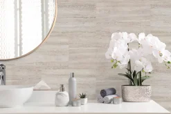 Dumawall+ panneaux muraux douche - dalle pvc travertino 37,5 cm ht x 65 cm lg - lot de 8 plaques - 1,95 m2