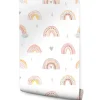 Papier Peint ARC-EN-CIEL Nuages Cœurs Pour Chambre D'Enfant-Muralo Hot