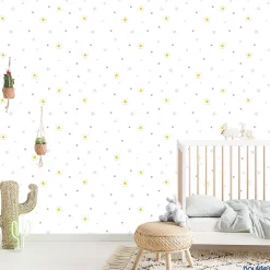 Papier peint Babyland intissé étoiles argent et or-Lutèce Clearance