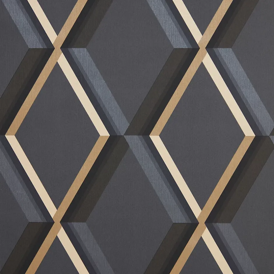 Papier peint cornus sur intissé noir et or-GoodHome Discount